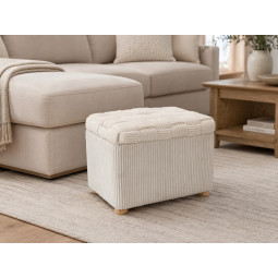 Oblong taburetă tricotată 60 × 40 × 44 cm – bej