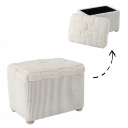 Oblong taburetă tricotată 60 × 40 × 44 cm – bej