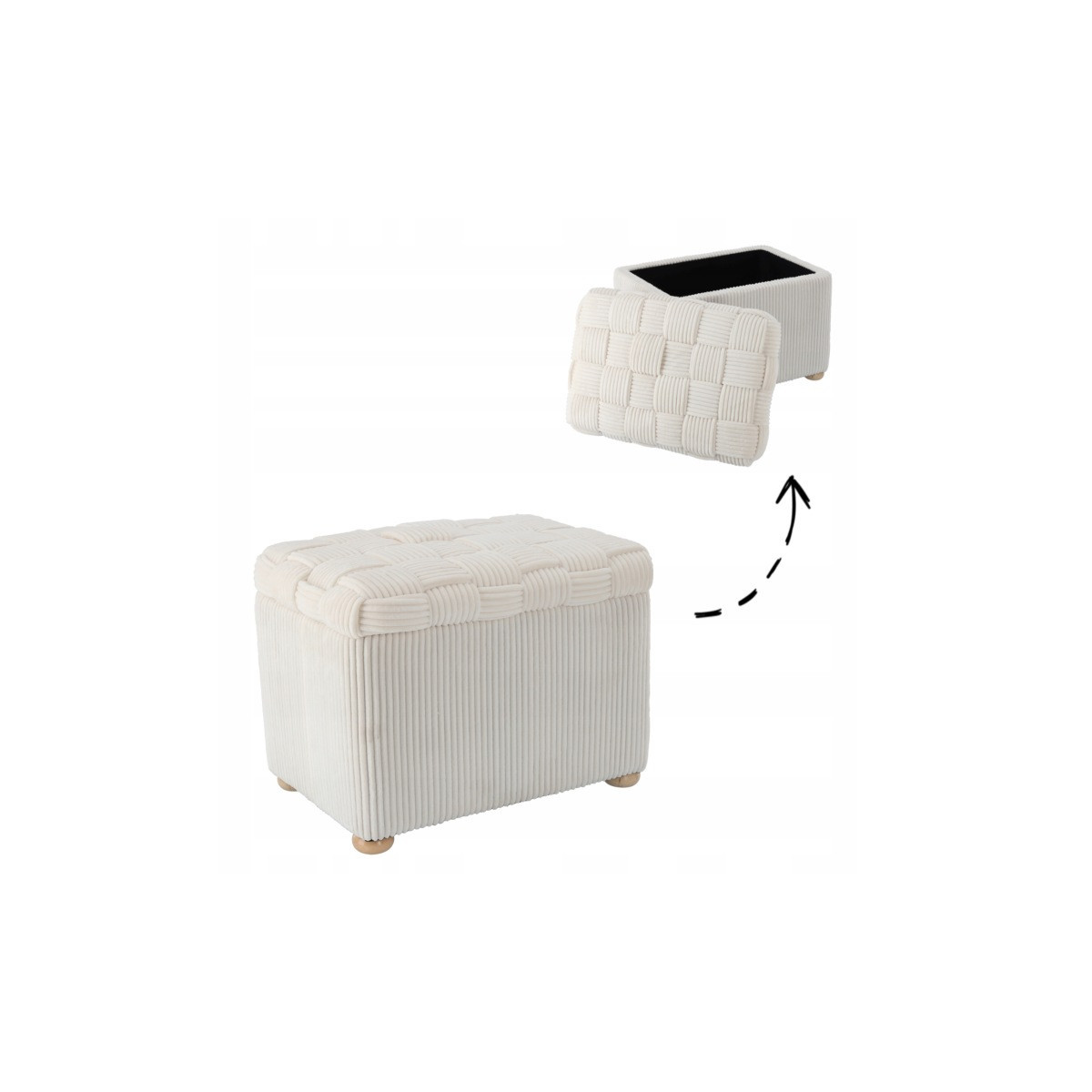 Oblong taburetă tricotată 60 × 40 × 44 cm – bej