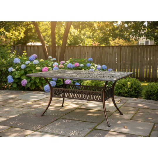 Zá garden aluminum table HASTINGS antique bronze 150 × 90 × 73 cm