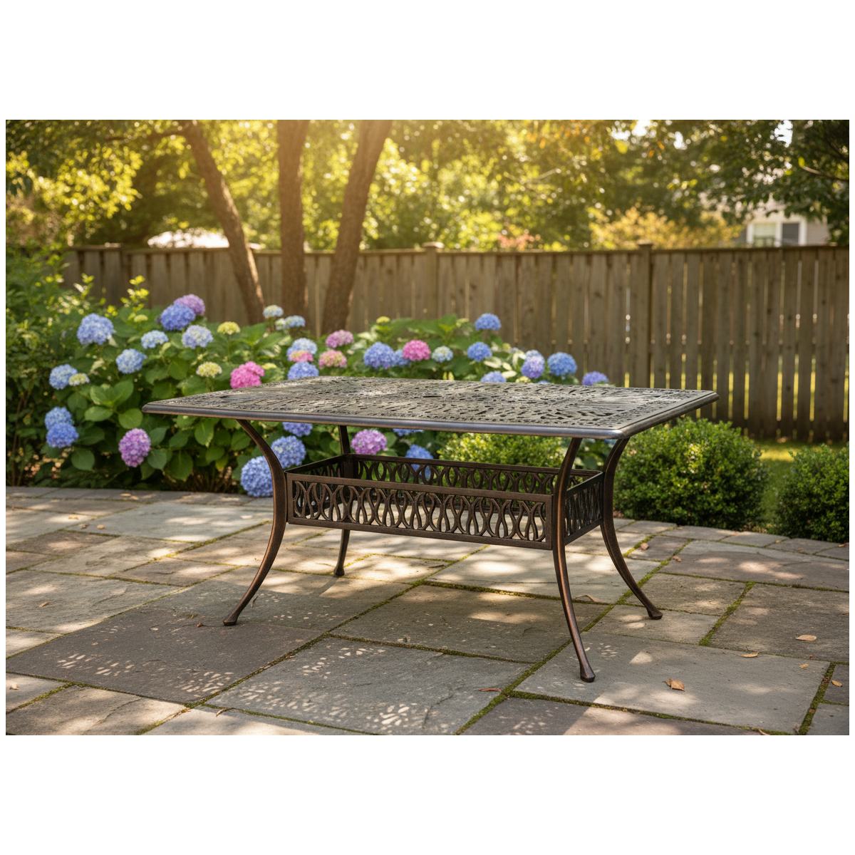 Zá garden aluminum table HASTINGS antique bronze 150 × 90 × 73 cm