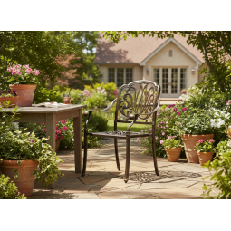 Scaun de grădină din aluminiu HASTINGS bronz antic 65 × 64 × 92 cm