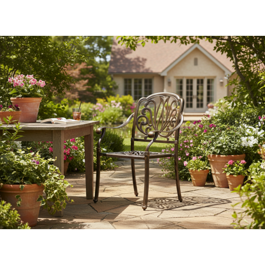 Scaun de grădină din aluminiu HASTINGS bronz antic 65 × 64 × 92 cm