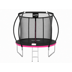 Zgardină de trampolină cu plasă de protecție și scară de culoare roz