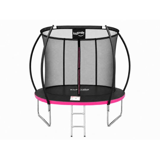 Zgardină de trampolină cu plasă de protecție și scară de culoare roz