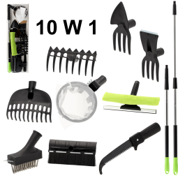 Set de unelte pentru grădină 10 în 1 cu mâner telescopic