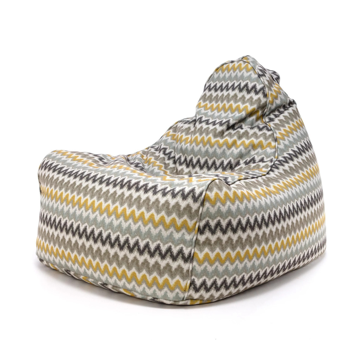 Fotoliu puf cu motiv aztec, culoare galbenă.