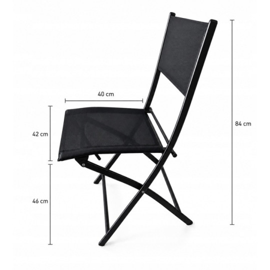 Set de mobilier pentru balcon, masă 50 × 50 cm + 2 scaune pliabile