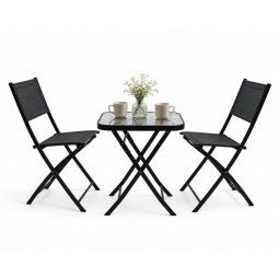 Set de mobilier pentru balcon, masă 50 × 50 cm + 2 scaune pliabile
