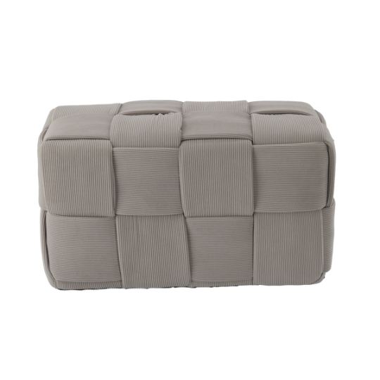 Pletat taburet oval 60 × 32 × 32 cm – gri deschis