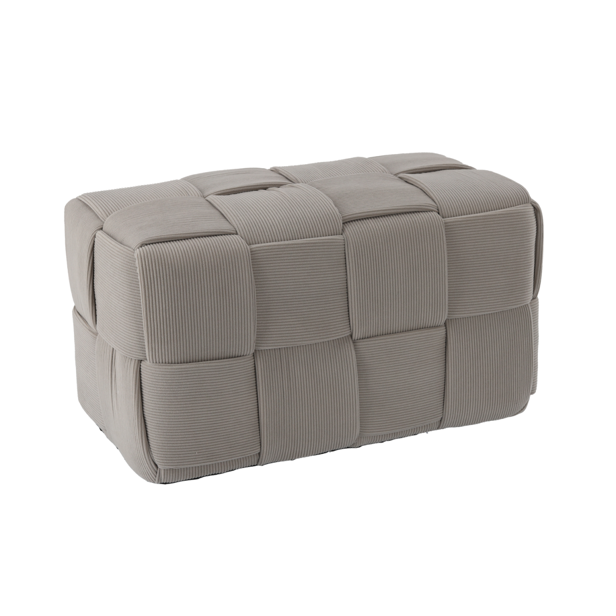 Pletat taburet oval 60 × 32 × 32 cm – gri deschis