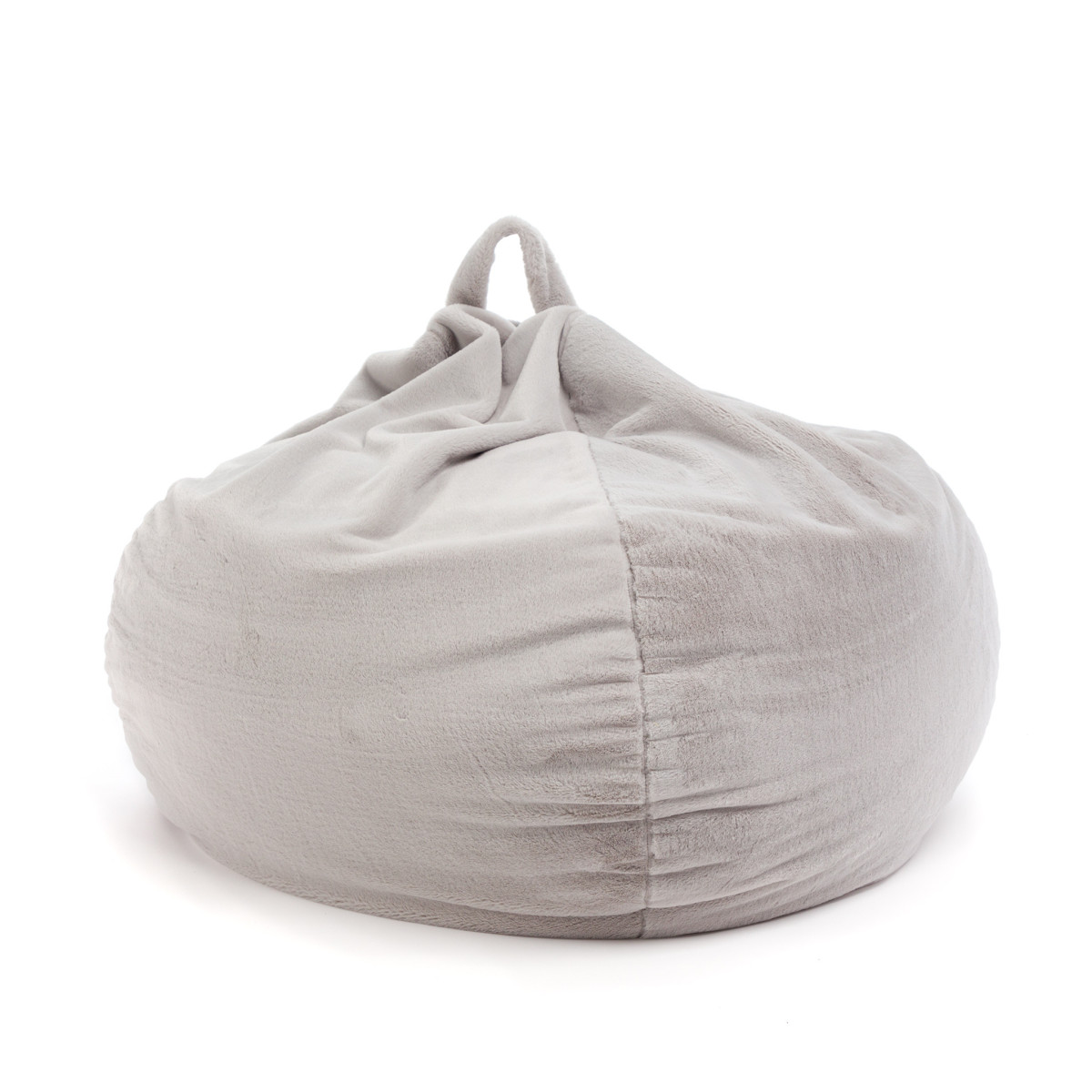 Sedací sac v culori gri deschis cu taburet.
