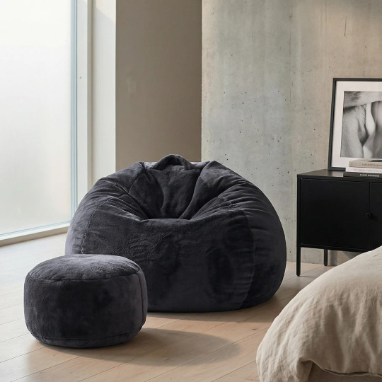 Moulé pouf cu taburetă în culoarea gri închis