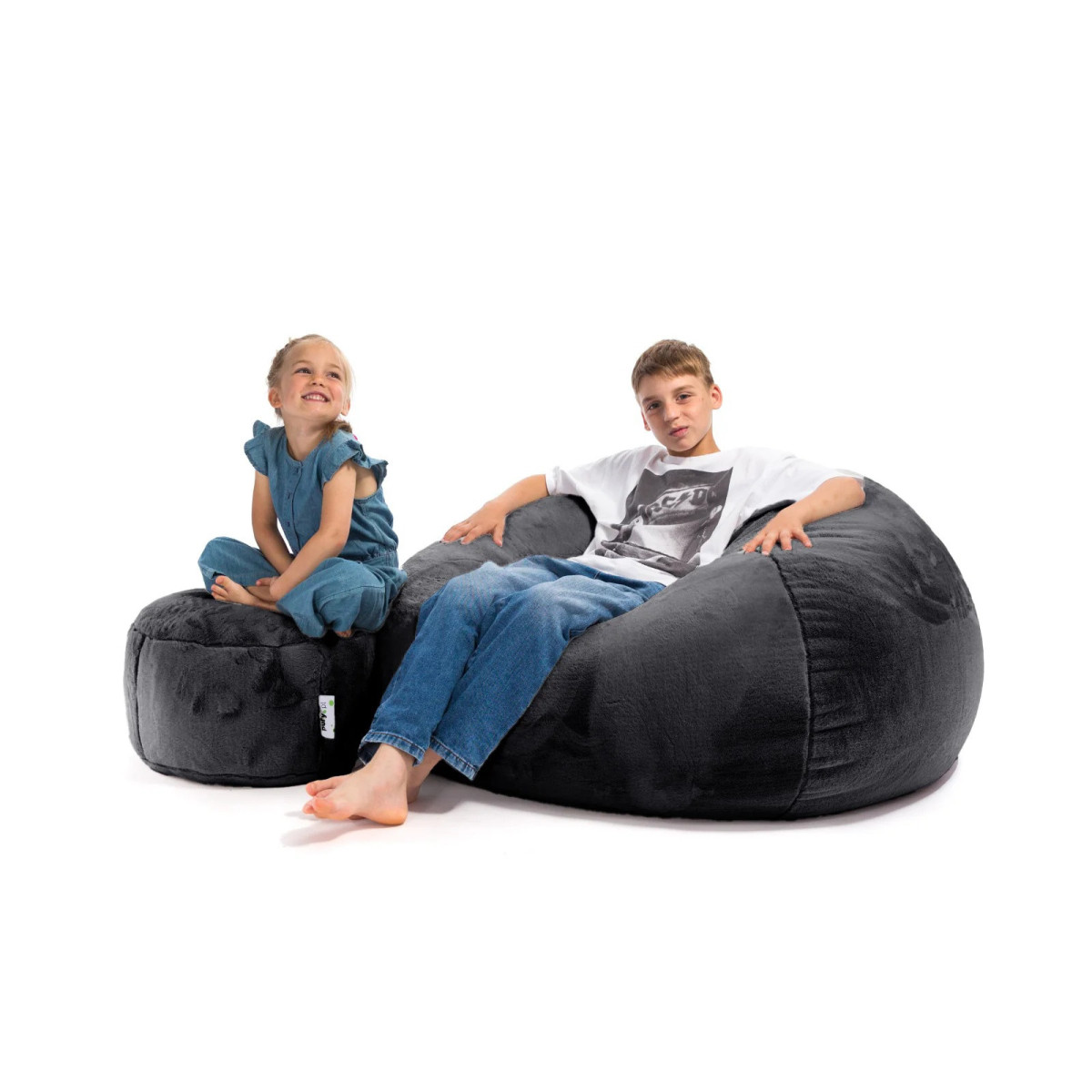 Moulé pouf cu taburetă în culoarea gri închis