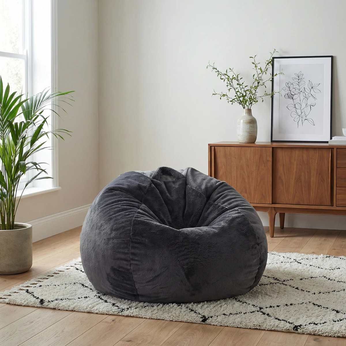 Moulé pouf cu taburetă în culoarea gri închis