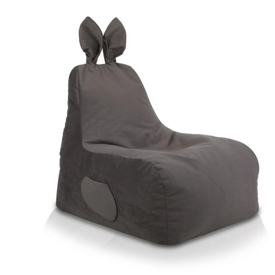 Pufă de șezlong cu iepuraș din pluș Bunny L în culoarea gri