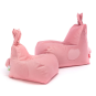 Fotoliu puf Bunny L – iepuraș plușat, culoare roz.