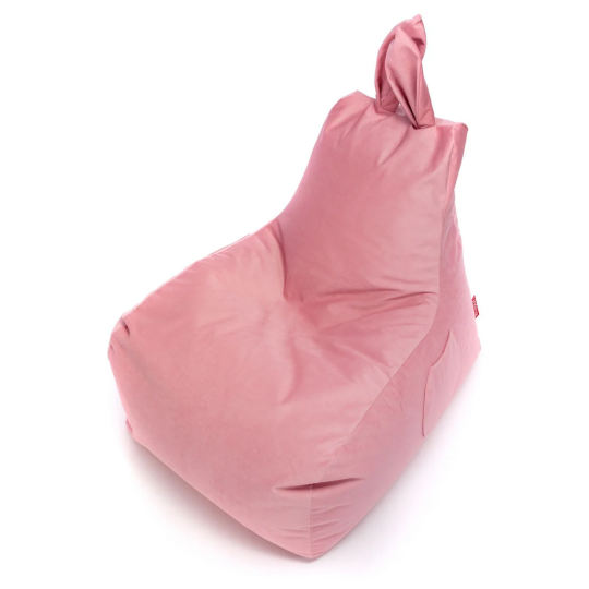 Fotoliu puf Bunny L – iepuraș plușat, culoare roz.