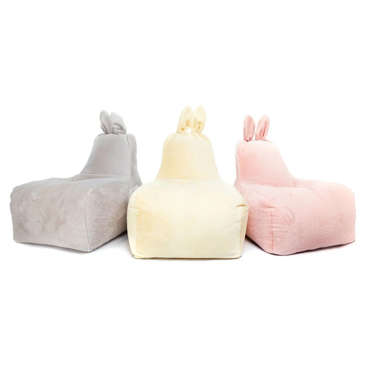 Huňat fotoliu de relaxare Bunny L pentru copii, de culoare crem