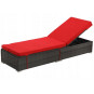 Șezlong de grădină din ratan cu perne roșii