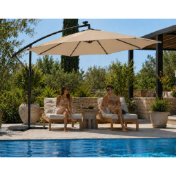 Umbrelă de grădină pliabilă cu LED, 300 cm, bej închis