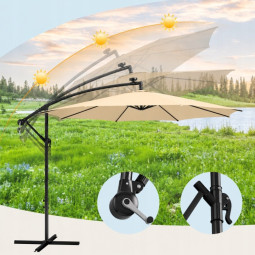 Umbrelă de grădină pliabilă cu LED, 300 cm, bej închis