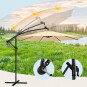 Umbrelă de grădină pliabilă cu LED, 300 cm, bej închis
