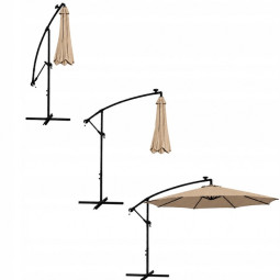Umbrelă de grădină pliabilă cu LED, 300 cm, bej închis