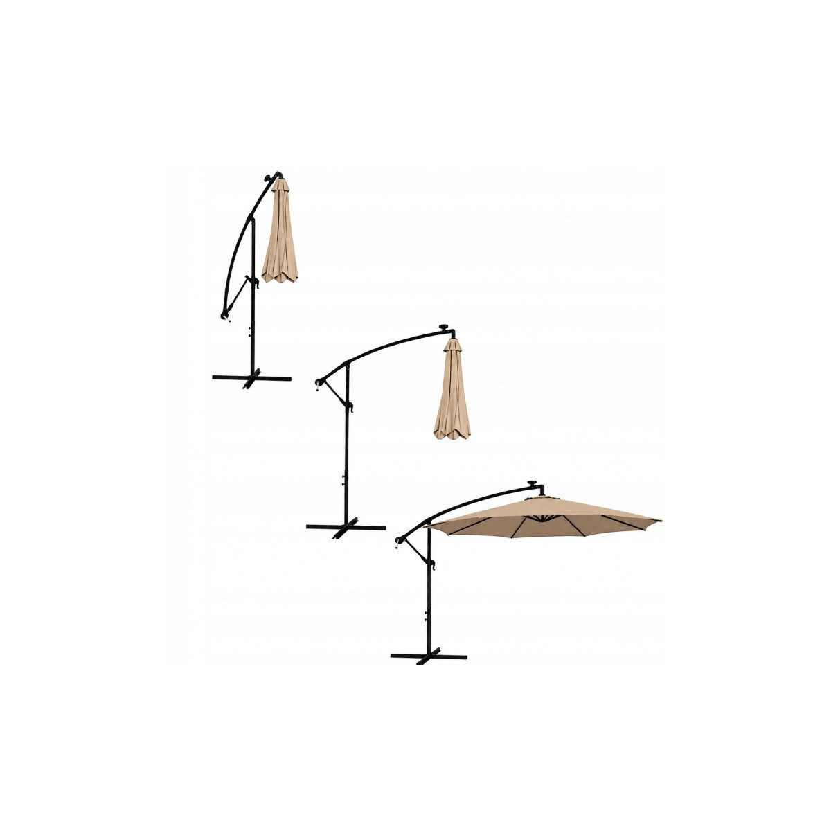 Umbrelă de grădină pliabilă cu LED, 300 cm, bej închis