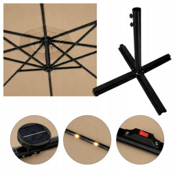 Umbrelă de grădină pliabilă cu LED, 300 cm, bej închis