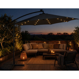 Umbrelă de soare LED originală, 300 cm, de culoare gri închis.