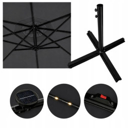 Umbrelă de soare LED originală, 300 cm, de culoare gri închis.