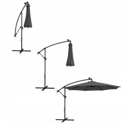 Umbrelă de soare LED originală, 300 cm, de culoare gri închis.