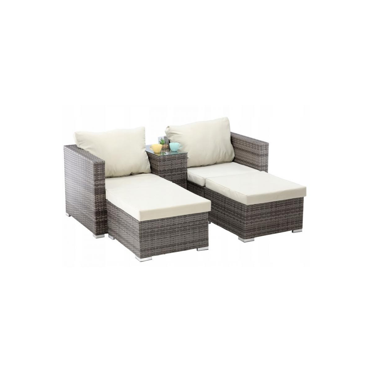 Mobilier de grădină din ratan cu pat dublu 4în1