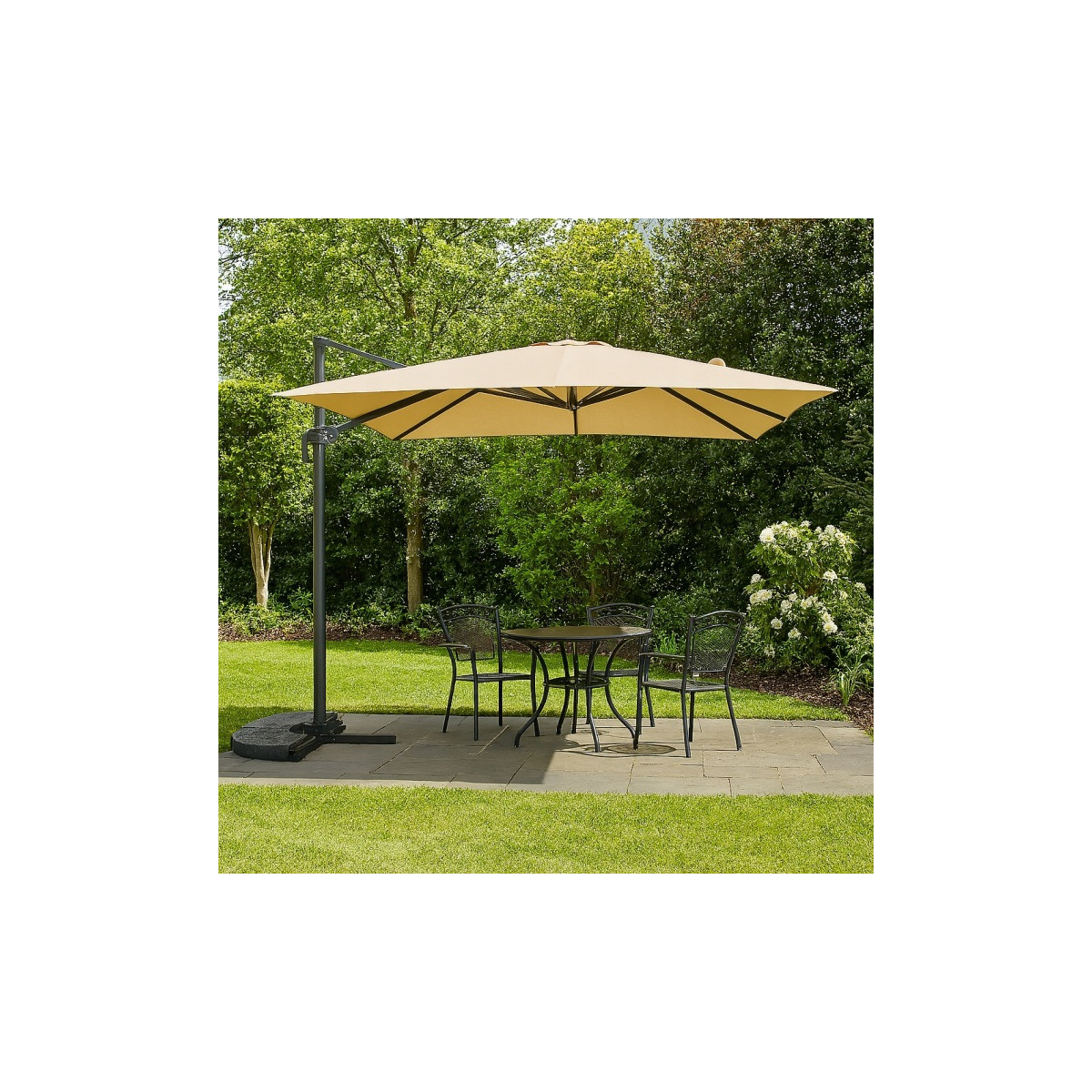 Umbrelă de grădină din aluminiu ROMA 300 cm cu braț lateral, bej