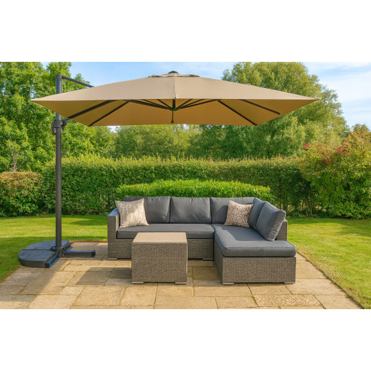 Umbrelă de grădină din aluminiu ROMA 300 cm cu braț lateral, bej