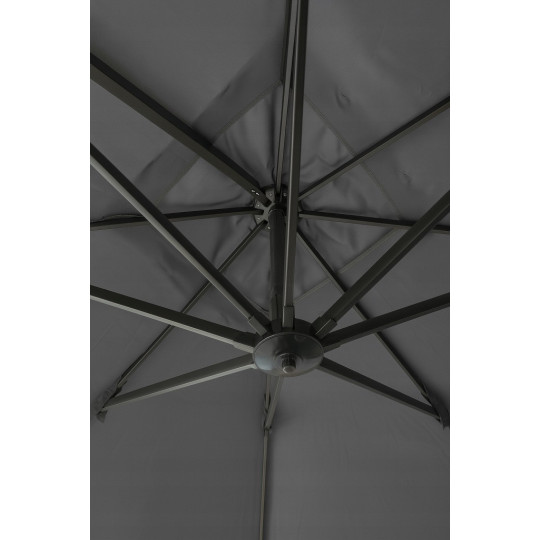 Umbrelă de soare din aluminiu ROMA, gri închis, 300 cm, cu braț lateral