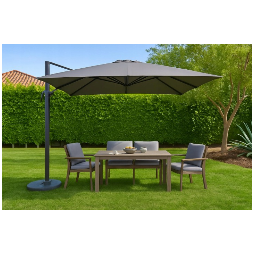 Umbrelă de soare din aluminiu ROMA, gri închis, 300 cm, cu braț lateral