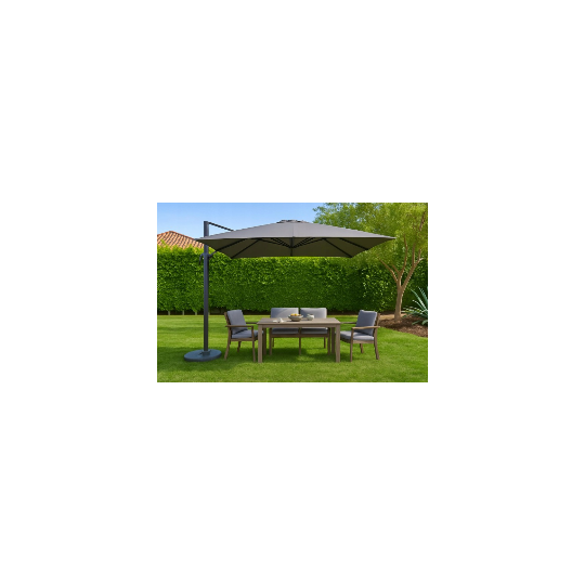 Umbrelă de soare din aluminiu ROMA, gri închis, 300 cm, cu braț lateral
