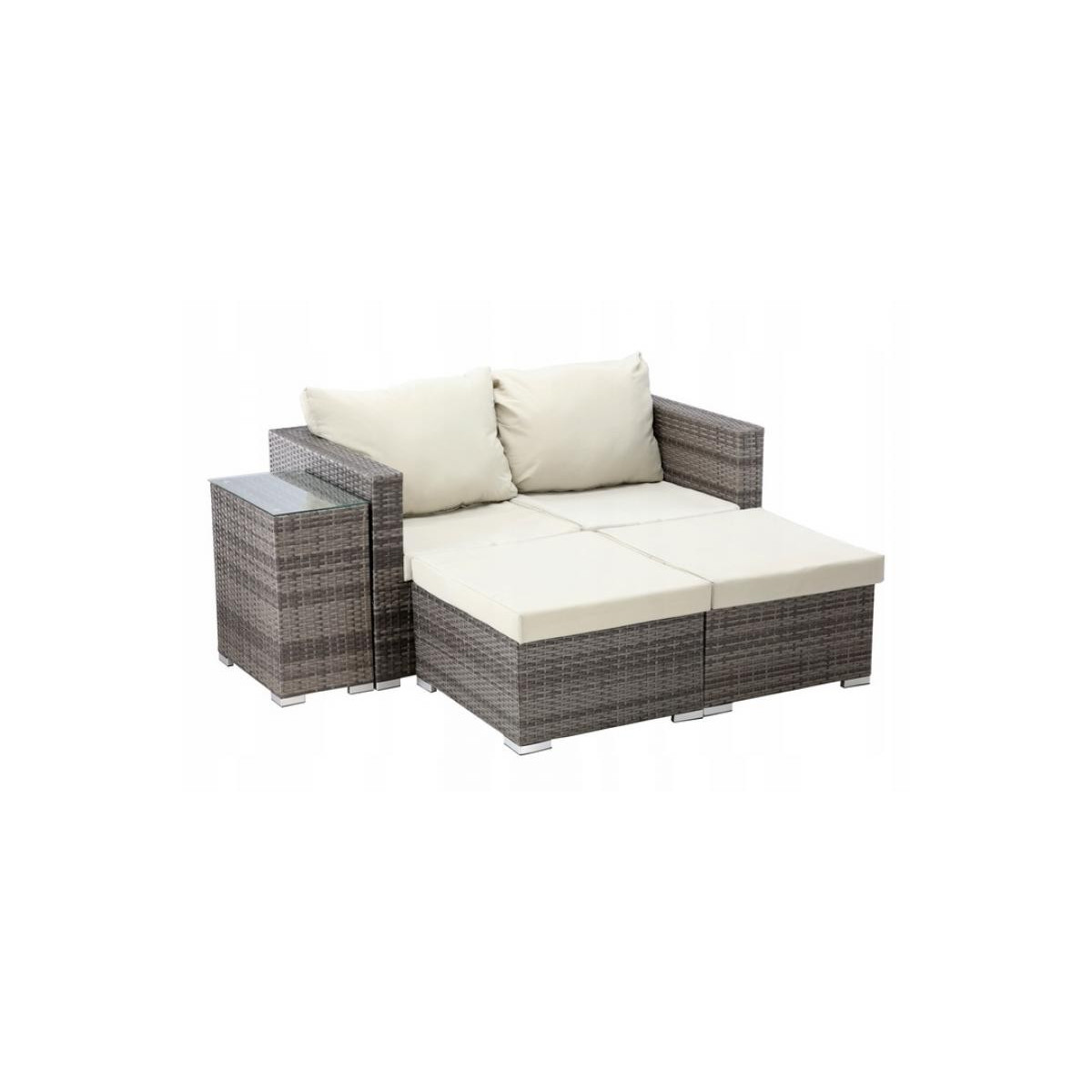 Mobilier de grădină din ratan cu pat dublu 4în1