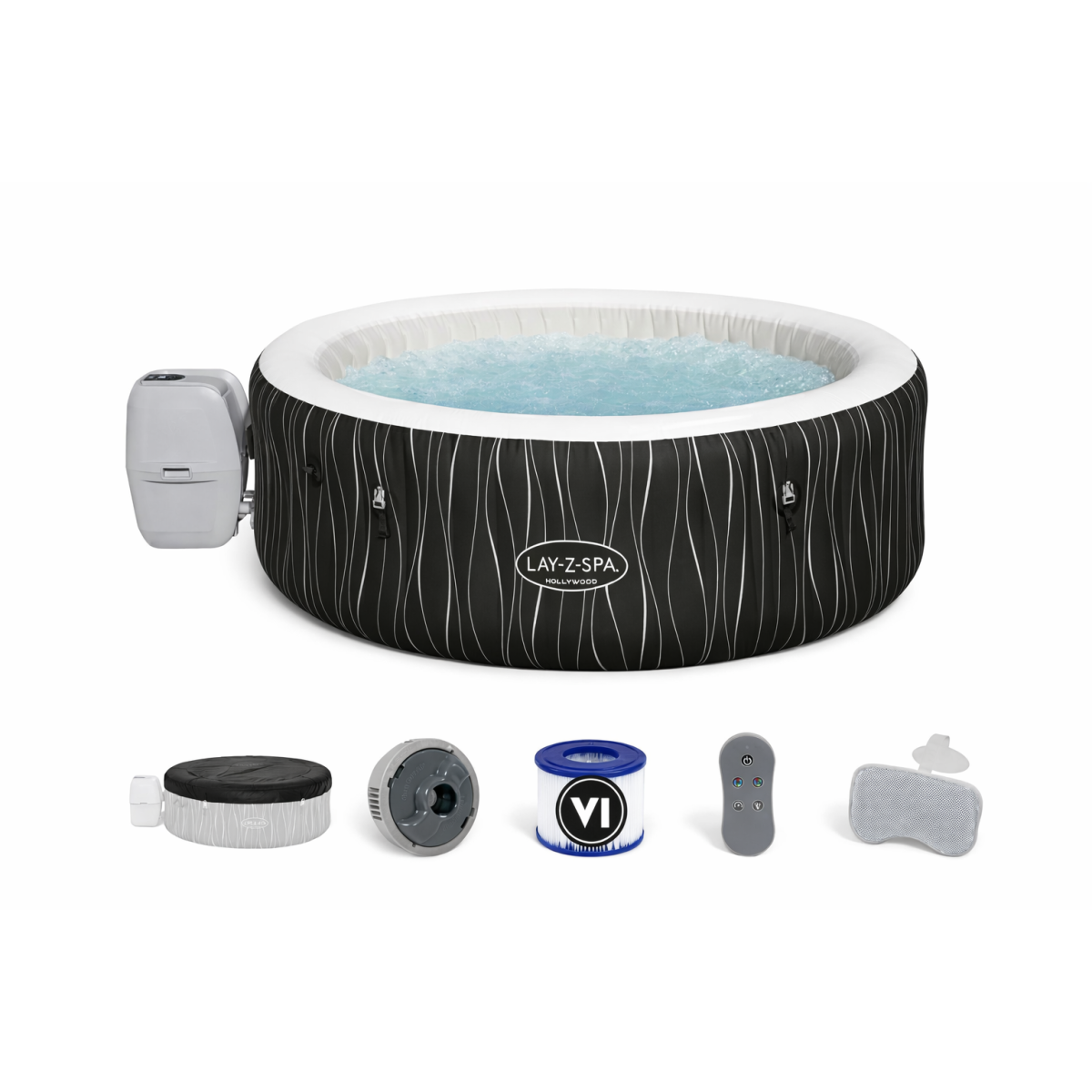 Cadă de hidromasaj gonflabilă de lux Hollywood AirJet pentru 4–6 persoane cu iluminare LED, 196 cm