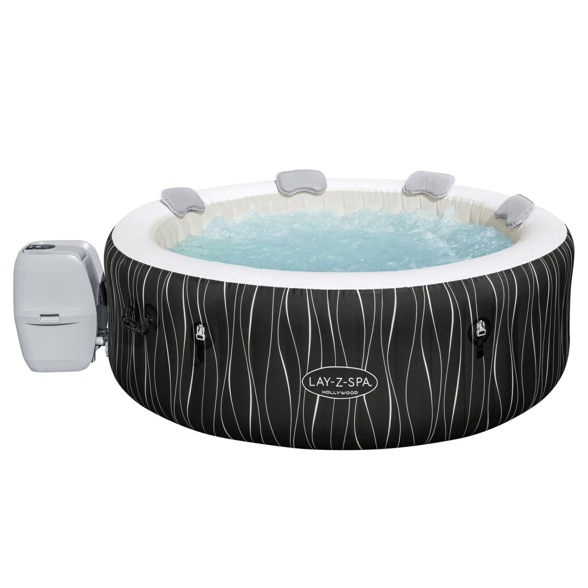 Cadă de hidromasaj gonflabilă de lux Hollywood AirJet pentru 4–6 persoane cu iluminare LED, 196 cm