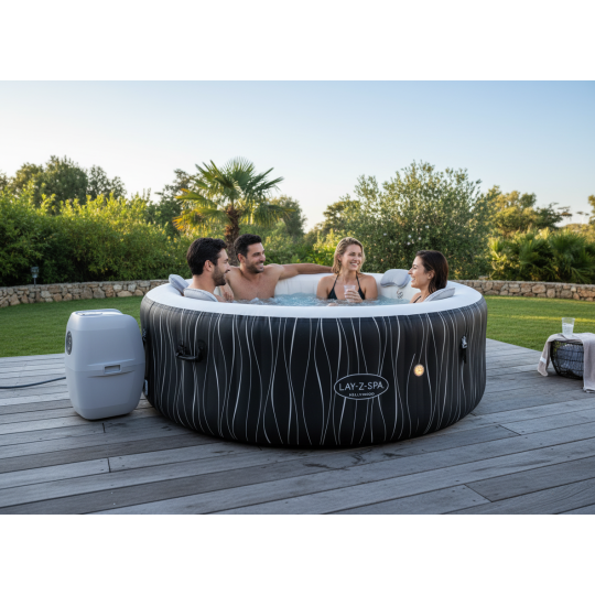 Cadă de hidromasaj gonflabilă de lux Hollywood AirJet pentru 4–6 persoane cu iluminare LED, 196 cm