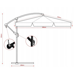 Umbrelă de grădină 3 m bej cu husă de protecție