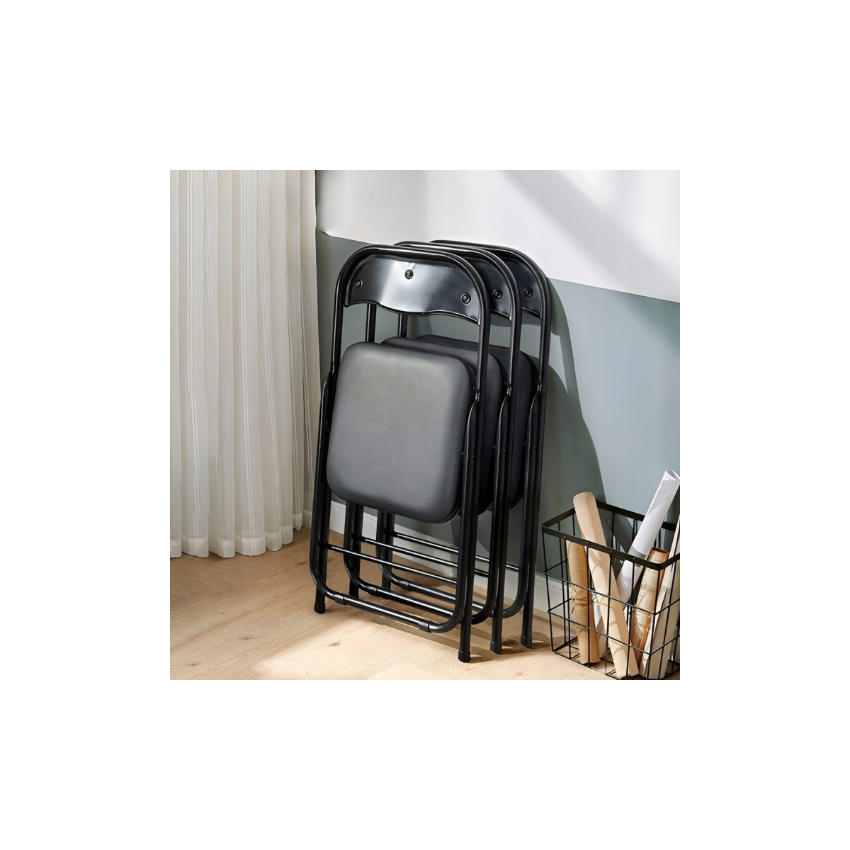 Scaun pliant pentru catering, negru KC-02-C – structură din oțel întărită