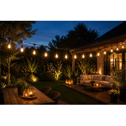 Ghirlandă luminoasă de grădină – 20× bec LED E27, 20 m