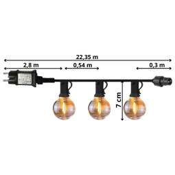Ghirlandă LED luminoasă 20 m – 36 de becuri, alb cald, telecomandă