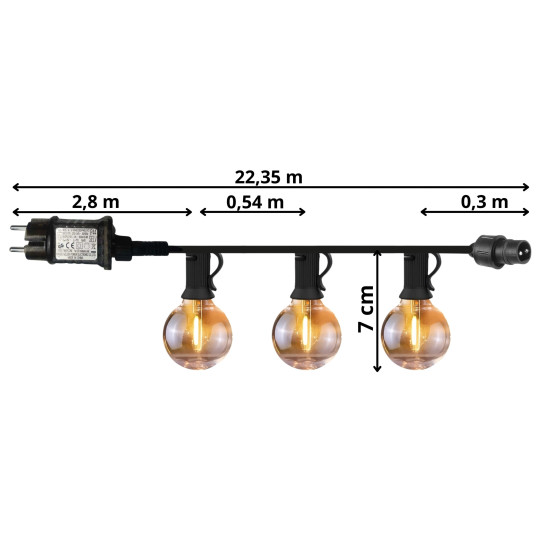 Ghirlandă LED luminoasă 20 m – 36 de becuri, alb cald, telecomandă