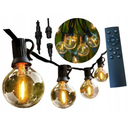 Ghirlandă LED luminoasă 20 m – 36 de becuri, alb cald, telecomandă