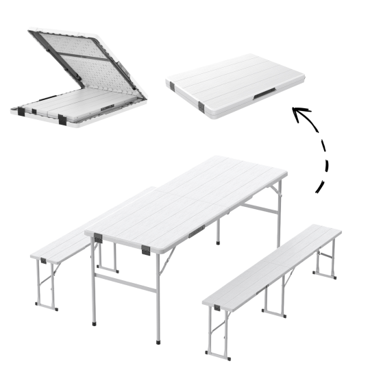Set de catering cu o masă mare de 180 cm și cu bănci